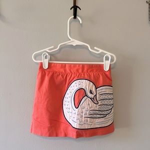 Coral Skirt with Swan Appliqué 🦢